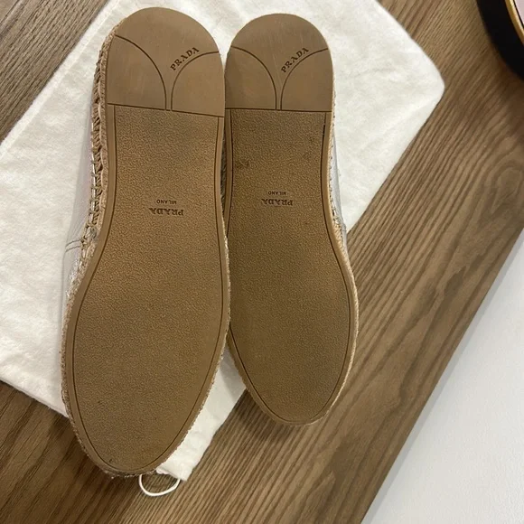 Prada bow logo leather loafer flat espadrilles 37,5 - Picture 8 of 8